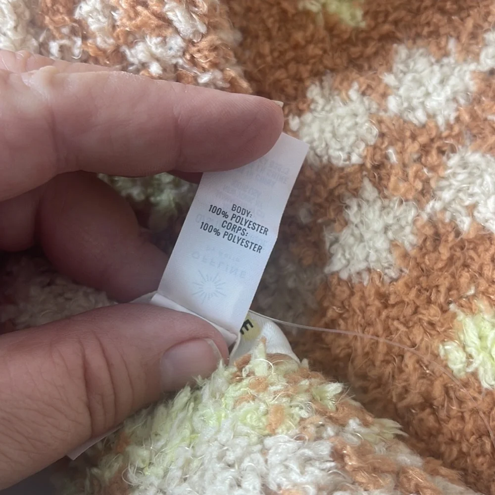 Aerie Offline Sweater Scarf Plaid Neutral Colors